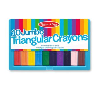 Melissa & Doug Jumbo Triangular Crayons – 10-Pack, Non-Roll, Flip-Top Case