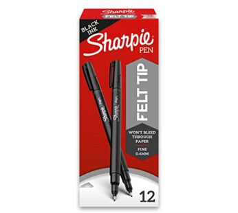 Sharpie Felt Tip Pens, Fine Point (0.4mm), Black, 12 Count