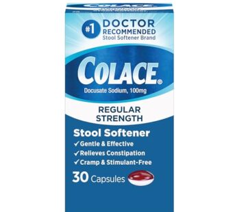Colace Regular Strength Stool Softener for Gentle Effective Constipation Relief, 1 Doctor