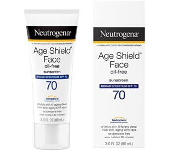 Neutrogena Age Shield Anti-Oxidant Face Lotion Sunscreen with Broad Spectrum SPF 70, Oil-Free & Non-Comedogenic Moisturizing Sunscreen to Prevent Signs of Aging, 3 fl. oz