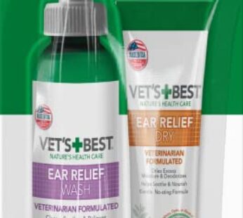 Vet’s Best Dog Ear Cleaner Kit | Multi-Symptom Ear Relief | Wash & Dry Treatment | Alcohol