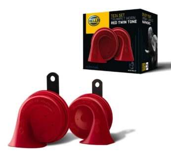 HELLA 007424801 Twin Trumpet High/Low Tone 12V Horn Kit with Bracket, Red