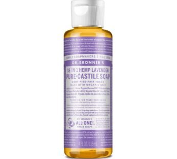 Dr. Bronner’s – Pure-Castile Liquid Soap (Lavender, 4 ounce) – Made with Organic Oils, 18-