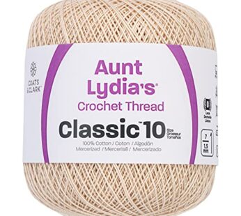 Coats Crochet Aunt Lydia’s Crochet, Cotton Classic Size 10, Ecru