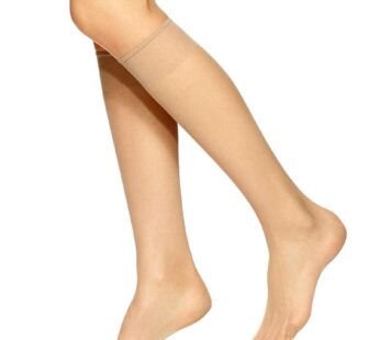 No nonsense Women’s Knee High Pantyhose with Sheer Toe 2-Pack, Nude, One Size