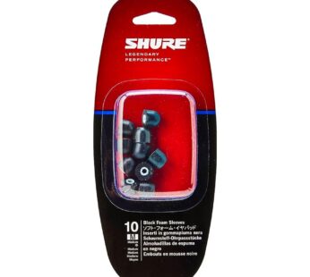 Shure EABKF1 Black Foam Sleeves, Medium, 10 Pack (5 Pairs), Replacements for E1, E3, E4, E