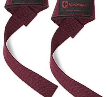 Harbinger Padded Cotton Lifting Straps with NeoTek Cushioned Wrist (Pair), Merlot