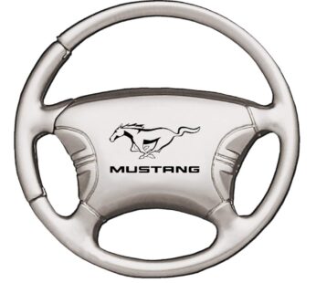 Au-TOMOTIVE GOLD, INC. Officially Licensed Silver Steering Wheel Key Fob for Ford Mustang