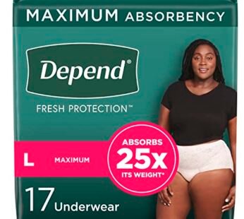 Depend FIT-FLEX Incontinence Underwear for Women, Disposable, Maximum Absorbency, Large, B