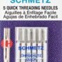 Euro-Notions Quick Self Threading Machine Needles, Size 12/80, 5/pkg,Silver