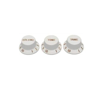 Fender Strat Knobs One Volume, Two Tone, White