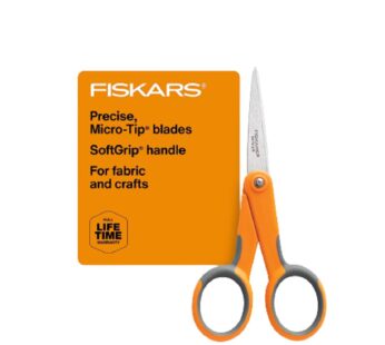 Fiskars SoftGrip Micro-Tip Scissors – Fabric Scissors for Sewing, Arts, and Crafts – 5″ St