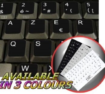 French AZERTY Non-Transparent Keyboard Sticker for Laptop, Desktop with White Lettering an