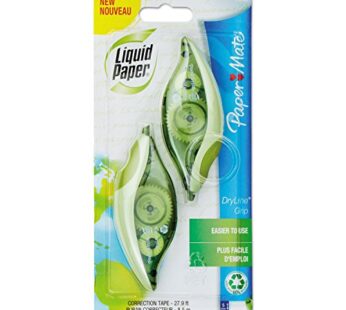 Paper Mate Liquid Paper DryLine Grip Correction Tape, Recycled, 2 Count