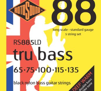 Rotosound RS885LD Black Nylon Flatwound 5 String Bass Guitar Strings (65-135)