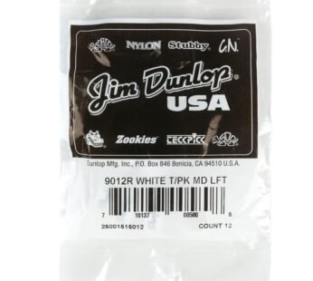 JIM DUNLOP 9012R White Plastic Thumbpicks, Left Handed, Medium, 12/Bag