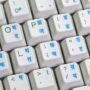 Hindi Keyboard Stickers with Blue Lettering ON Transparent Background
