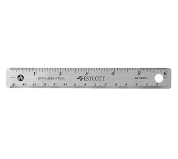 Westcott Stainless Steel Office Ruler with Non Slip Cork Base, 6-Inch (10414)