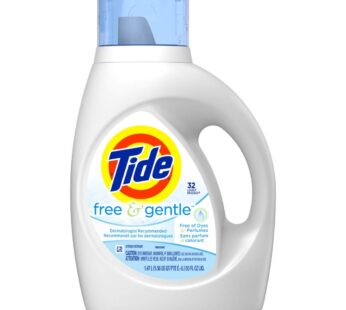 Tide Free & Gentle Liquid Laundry Detergent, Unscented, 1.47 L (32 Loads)