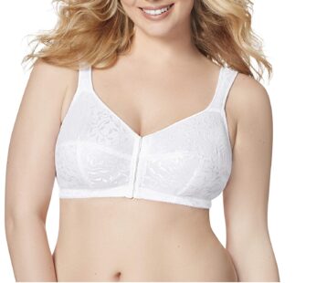 Just My Size Women’s Easy On Front Close Wirefree Bra MJ1107, White, 46C
