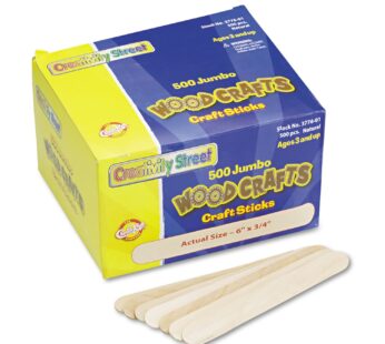 Creativity Street Wood Crafts Jumbo Craft Sticks, 6″ x 3/4″ x 2mm, Natural, Box Of 500