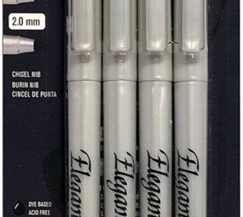 Speedball Elegant Writer Calligraphy 4 Marker Set, Black, 2.0 mm, 2.5 mm & 3.0 mm Chisel N