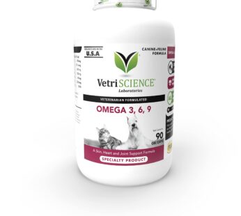 VetriScience Omega 3 Fish Oil for Dogs and Cats, 90 Soft Gels – Skin and Coat, Heart Healt