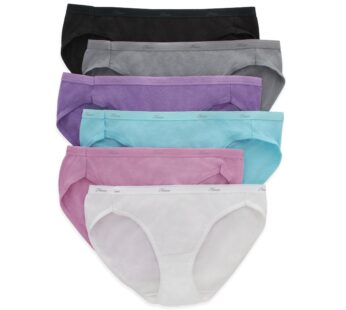 Hanes Women’s Bikini Panties Pack, Moisture-Wicking Cotton Bikini Underwear for Women 6-Pa