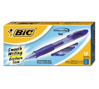 BIC Gelocity Original Blue Gel Pens, Medium Point (0.7mm), 12-Count Pack, Retractable Gel