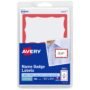 Avery Customizable Name Tags, 2-1/3" x 3-3/8", White with Red Border, 100 Removable Name B