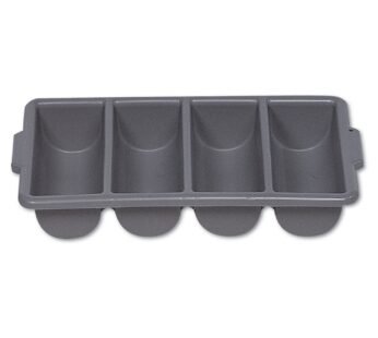 Rubbermaid Commercial Products 4-Compartment Plastic Cutlery Bin, 2pounds, Gray, Supplies