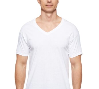 Hanes Men’s ComfortSoft Cotton Tagless V-Neck T-Shirt, White – 3 Pack, Medium