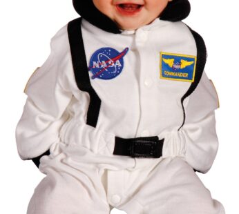 Aeromax Jr. Astronaut Suit with NASA patches and diaper snaps, WHITE, Size 6/12 Months (AS