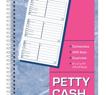 TOPS Spiral Petty Cash Receipt Book, 2-Part, Carbonless, 4 Messages per Page, 200 Sets per