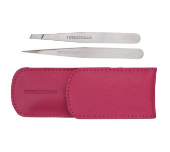 Tweezerman Petite Tweeze Set with Travel Case – Point and Slant Tweezers, Tweezers for Tra