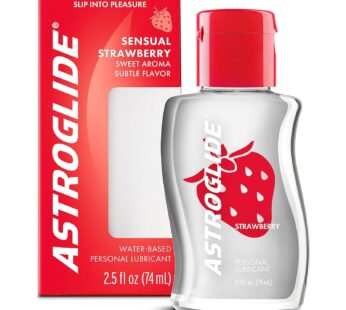 Astroglide Water Based Flavored Lube (2.5oz), Edible Strawberry Personal Lubricant for Lon