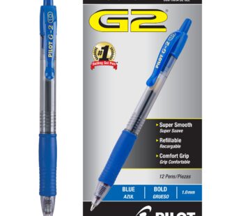Pilot, G2 Premium Gel Roller Pens, Bold Point 1 mm, Pack of 12, Blue