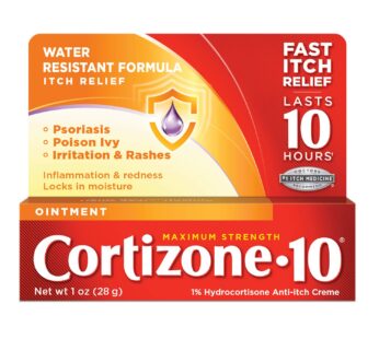 Cortizone 10 Maximum Strength Ointment 1 oz., 1% Hydrocortisone Ointment for Itch Relief –