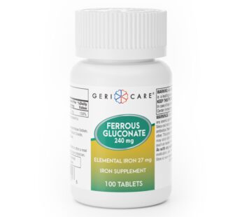 Gericare Iron 27mg Ferrous Gluconate 240mg, Iron & Energy Suplement, 100 Count (Pack of 1)