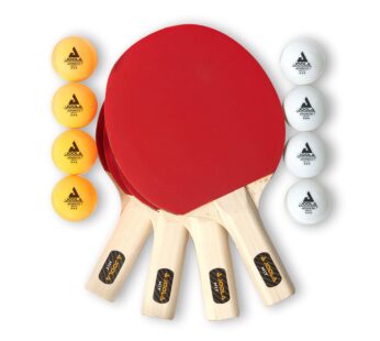 JOOLA All-in-One Indoor Table Tennis Hit Set (Bundle Includes 4 Rackets/Paddles, 8 Balls,