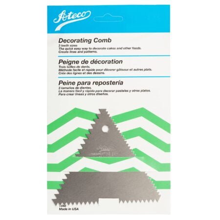 Ateco 3 Sided Comb Cake Decorating Tool, 4 x 3.5, silver - Image 2