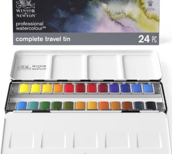 Winsor & Newton Professional Watercolor Paint Set, Lightweight Metal Box, 24 Half Pans