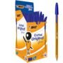 Bic Cristal Original Fine Ball Pens, Fine Point (0.8 mm), Blue, Box of 50 - Smudge-Free, E