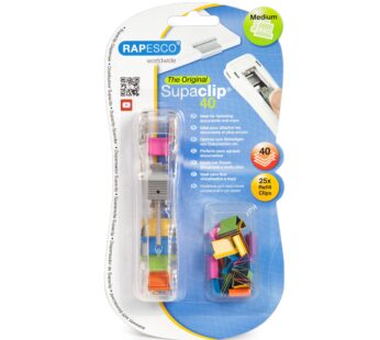 Rapesco Supaclip #40 Dispenser with 25 Multicoloured Refill Clips (RC4025MC)