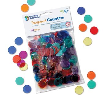 Learning Resources Transparent Color Counting Chips – 250 Pieces, Ages 5+, Math Counters