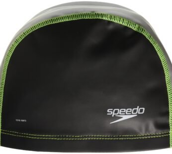 Speedo unisex-adult Swim Cap Stretch Fit,Black/Silver,Large/X-Large
