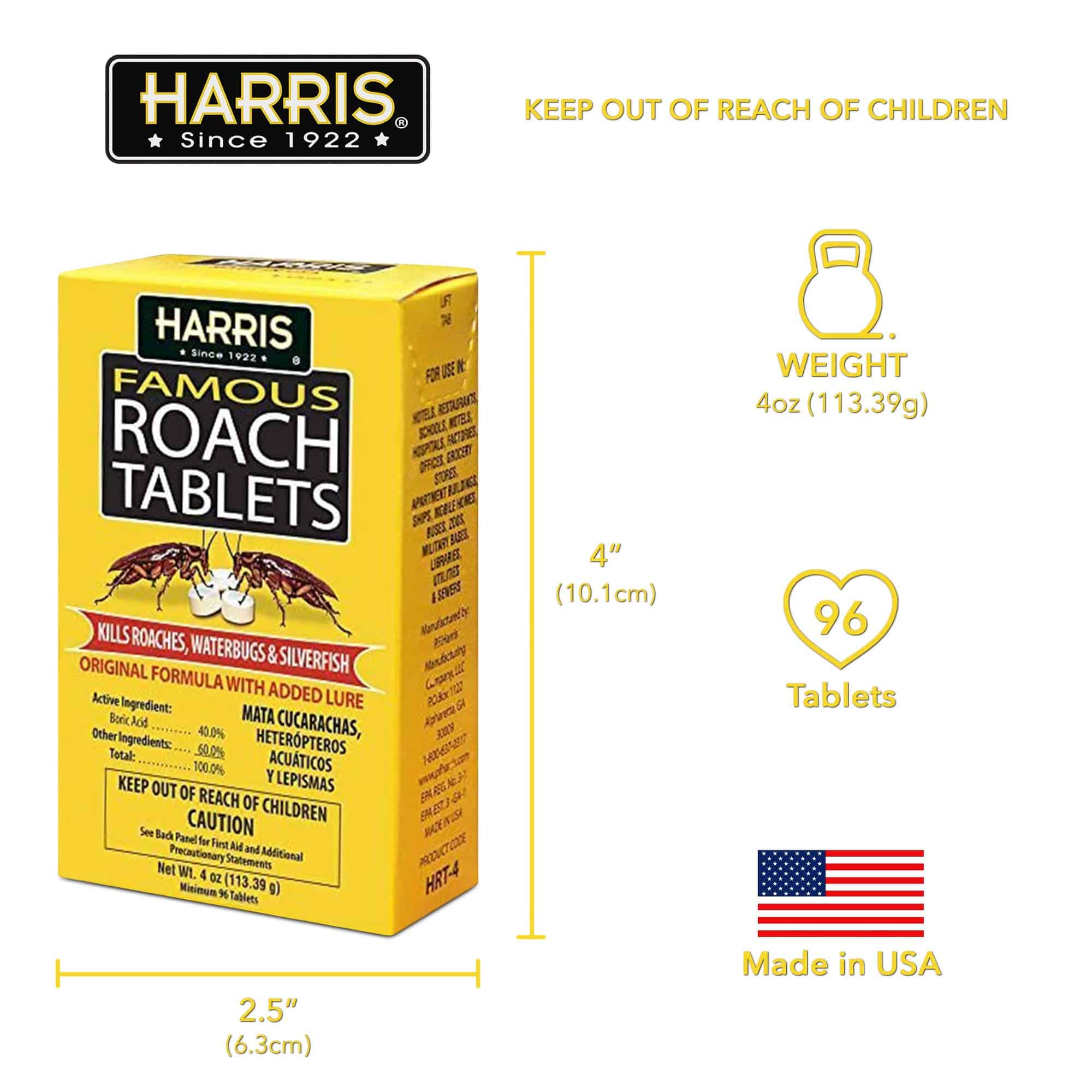 Harris Roach Tablets, Boric Acid Roach Killer with Lure for Insects (4oz, 96 Tablets) - Image 6
