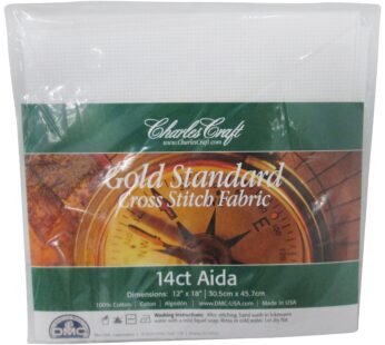 DMC Charles Craft Gold Standard Aida 14 Count 12″X18″, White