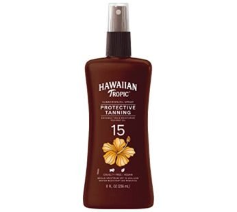 Hawaiian Tropic Protective Tanning Oil Spray Sunscreen SPF 15, 8oz | Tanning Sunscreen, Ta