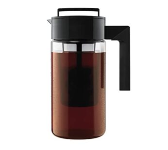 Takeya Patented Deluxe Cold Brew Coffee Maker with Black Lid Airtight Pitcher, 1 Quart, Bl